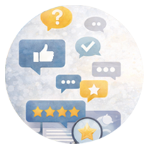 Image of icons relating to testimonials